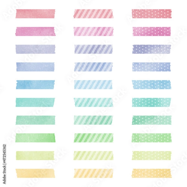 Obraz 水彩風パステルカラーのマスキングテープ