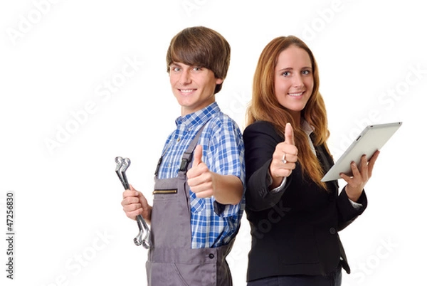 Obraz Zwei Azubis mit Daumen nach oben