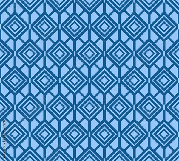 Fototapeta Japanese Zigzag Square Diamond Vector Seamless Pattern