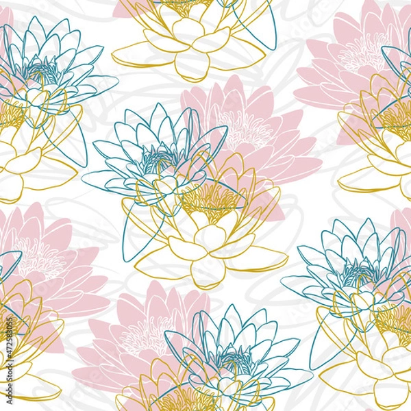 Obraz Seamless pattern with water lilies