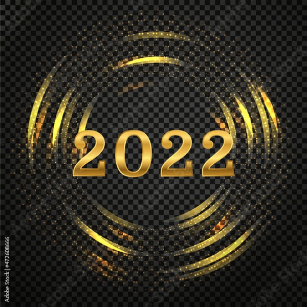 Obraz 2022 gold number text illustration on glow background