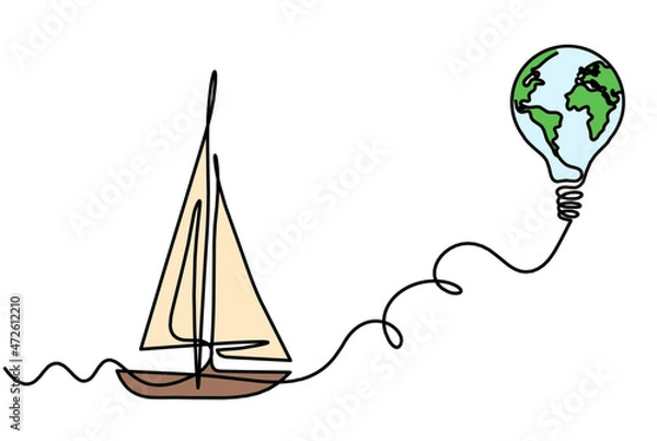 Fototapeta Abstract boat as line drawing on white background. Vector	
