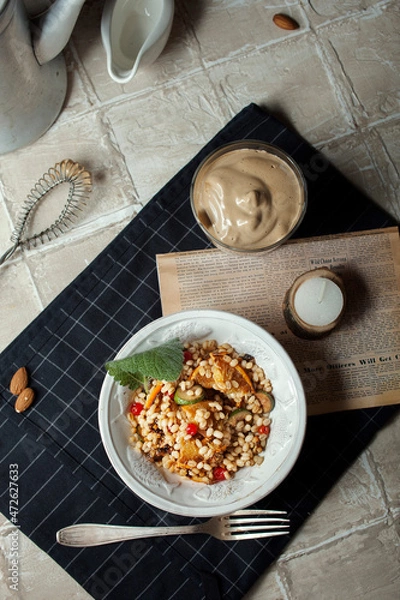 Fototapeta rice with vegetables and meat
