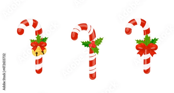 Fototapeta Decorative Christmas candies for design. Lollipops with Christmas decorations.Vector