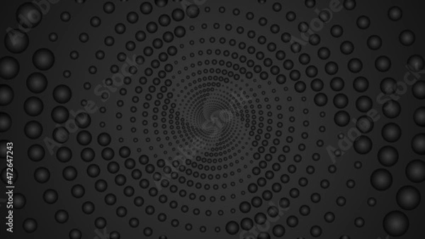 Fototapeta Abstract dotted spiral vortex black background vector illustration