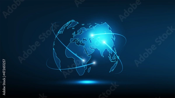 Fototapeta Global network connection with Metaverse digital world smart futuristic interface technology background, Vector Illustration