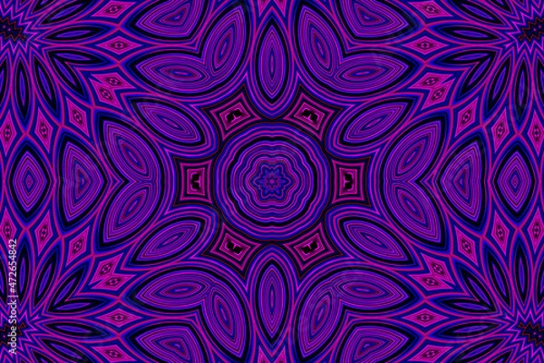 Fototapeta Purple blue Abstract kaleidoscope background. kaleidoscope texture design. multicolor kaleidoscope. Kaleidoscopic pattern. Mandala pattern. Batik Pattern