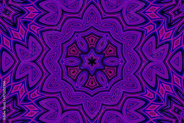 Fototapeta Purple blue Abstract kaleidoscope background. kaleidoscope texture design. multicolor kaleidoscope. Kaleidoscopic pattern. Mandala pattern. Batik Pattern