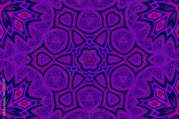 Fototapeta Purple blue Abstract kaleidoscope background. kaleidoscope texture design. multicolor kaleidoscope. Kaleidoscopic pattern. Mandala pattern. Batik Pattern