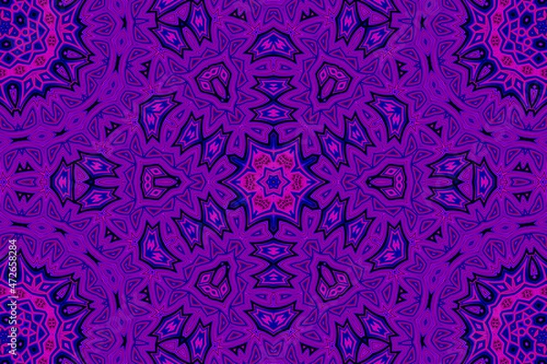 Fototapeta Purple blue Abstract kaleidoscope background. kaleidoscope texture design. multicolor kaleidoscope. Kaleidoscopic pattern. Mandala pattern. Batik Pattern