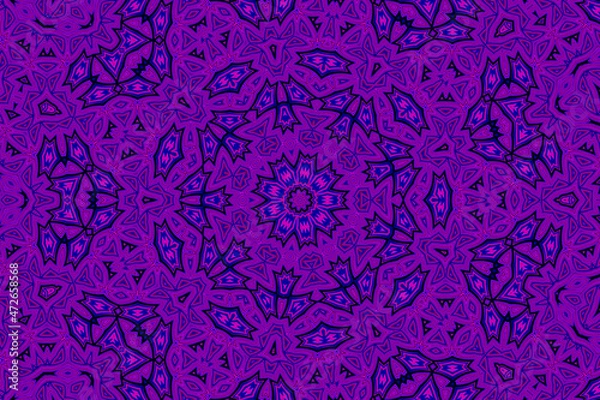 Fototapeta Purple blue Abstract kaleidoscope background. kaleidoscope texture design. multicolor kaleidoscope. Kaleidoscopic pattern. Mandala pattern. Batik Pattern