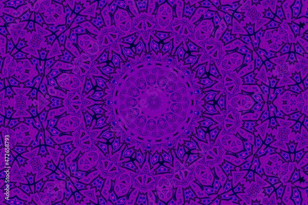Fototapeta Purple blue Abstract kaleidoscope background. kaleidoscope texture design. multicolor kaleidoscope. Kaleidoscopic pattern. Mandala pattern. Batik Pattern