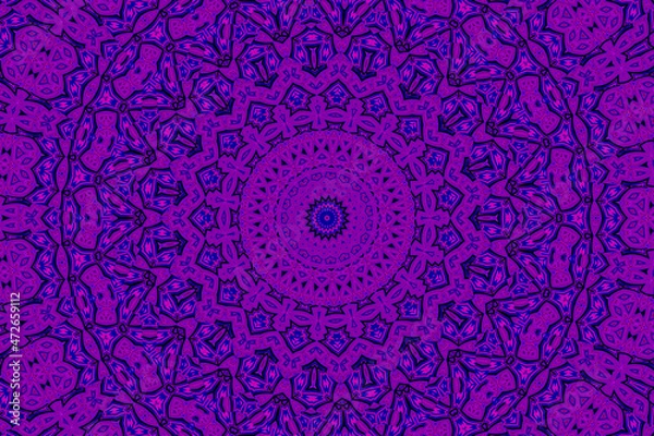 Fototapeta Purple blue Abstract kaleidoscope background. kaleidoscope texture design. multicolor kaleidoscope. Kaleidoscopic pattern. Mandala pattern. Batik Pattern