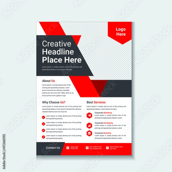 Fototapeta Abstract Modern And Creative Corporate Flyer Design Template In A4 Size.