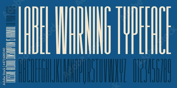 Obraz Extra condensed sans serif font for warning sign
