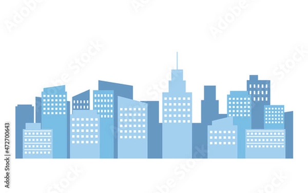 Fototapeta シンプルな都市　街並み　高層ビル　建物　シルエット　背景　風景　イラスト