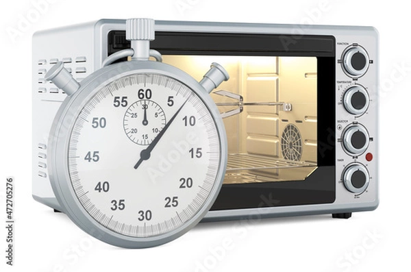 Fototapeta Convection toaster oven with stopwatch, 3D rendering