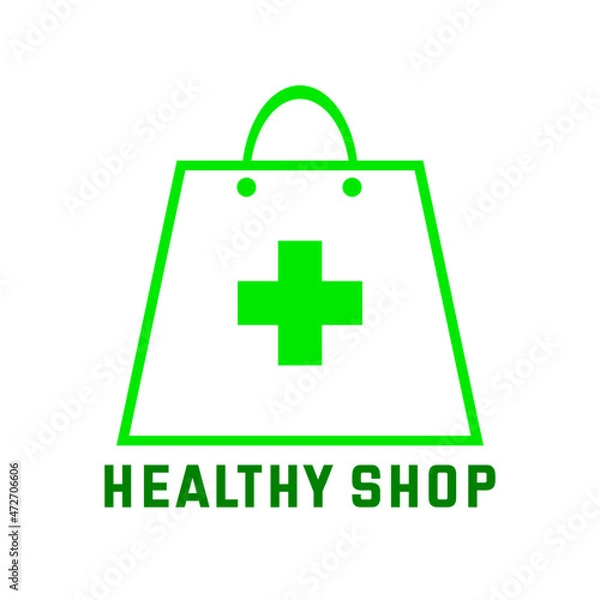 Obraz Bag and plus logo design, perfect for use as a logo for buying and selling businesses and health brands