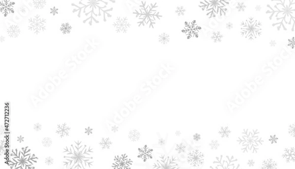Fototapeta Christmas background with silver snowflakes on a white background.  isolate.  for decorating sites and printing.