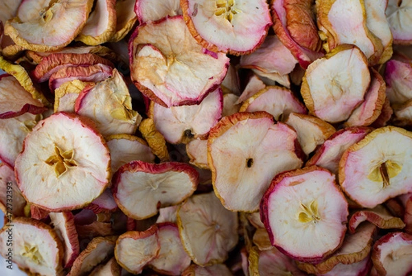 Fototapeta Jabłka, Suche jabłka, suszone Jabłka w plasterkach, apple,  dried apples, dried apples in slices
