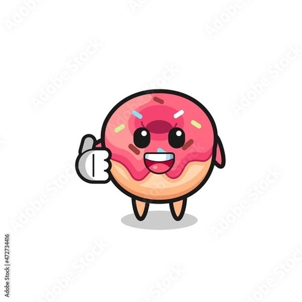 Fototapeta doughnut mascot doing thumbs up gesture