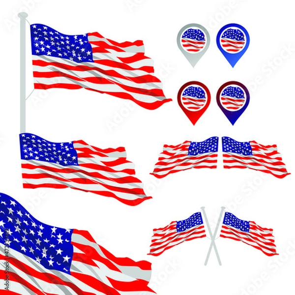 Fototapeta American Flag Vector Isolated