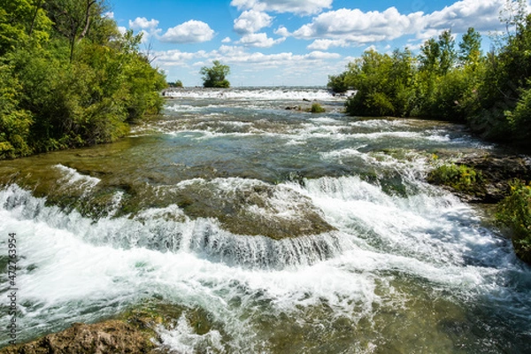 Fototapeta View of Niagara River at Three Sisters Island in Niagara Falls State Park in USA