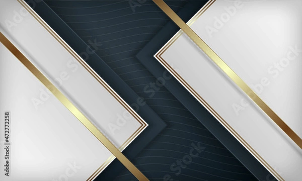 Fototapeta Luxury black and white background with gold lines. Modern elegant template design for banner, invitation, flyer, cover, brochure and card.