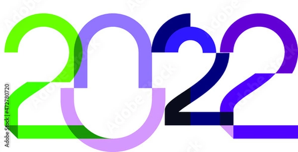 Fototapeta happy new year, colored 2022 numbers, design elements for new year decor, 2022 vector