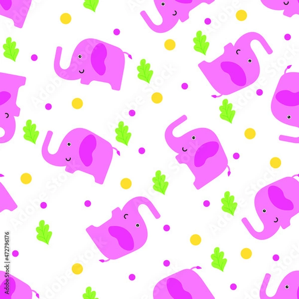 Obraz Illustration vector graphic of cute elephant seamless pattern. Good for printing on linen, fabric, textile, paper