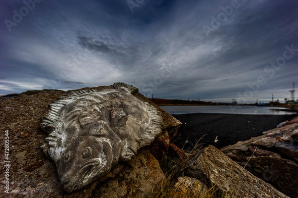 Obraz beautiful clay fish made on stone