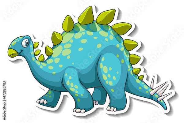 Fototapeta Stegosaurus dinosaur cartoon character sticker