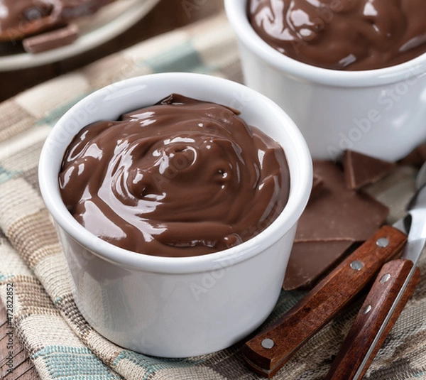 Fototapeta Creamy chocolate pudding in a cup