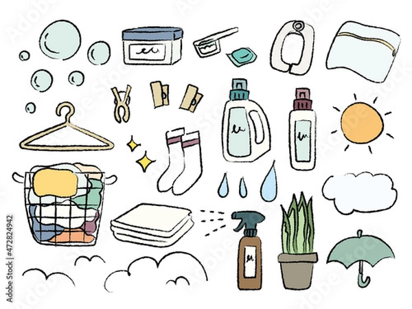 Fototapeta 洗濯用品　ランドリー　のイラスト