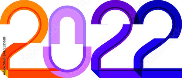 Fototapeta happy new year, colored 2022 numbers, design elements for new year decor, 2022 vector
