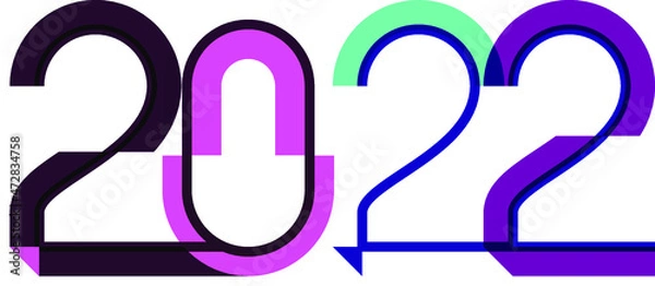 Fototapeta happy new year, colored 2022 numbers, design elements for new year decor, 2022 vector