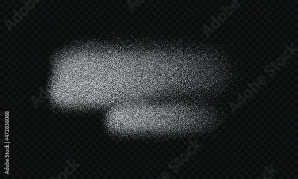 Fototapeta Sugar powder, salt vector texture. Flour isolated on black transparent background. White sugar particles. Vector flour illustration. Snow element isolated on black. Salt.