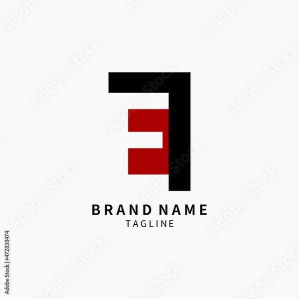 Fototapeta Simple Letter E Monogram Logo , Black and Red Isolated on Grey Background, Minimalist Symbol, Emblem, Sign Vector Design