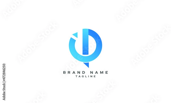 Obraz IP, PI, OP, PA, Abstract initial monogram letter alphabet logo design