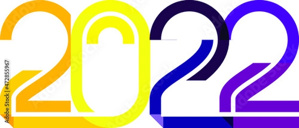Fototapeta happy new year, colored 2022 numbers, design elements for new year decor, 2022 vector