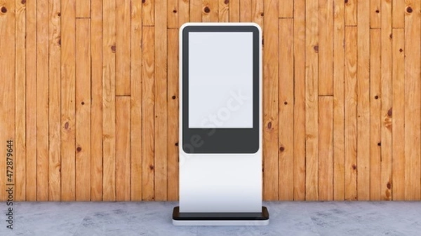 Obraz Rectangular advertising totem with base and display for mockup of colors, plastic and metal materials