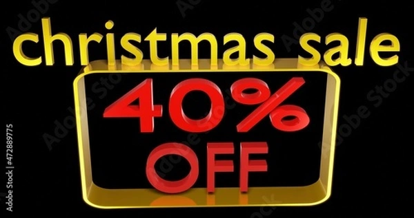 Obraz 40%christmas sale text 3d