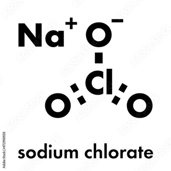 Fototapeta Sodium chlorate salt, chemical structure. Skeletal formula.