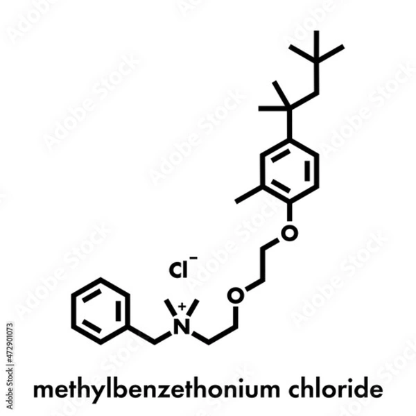 Fototapeta Methylbenzethonium chloride antiseptic molecule. Skeletal formula.