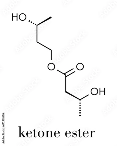 Fototapeta Ketone ester molecule. Present in drinks to induce ketosis. Skeletal formula.