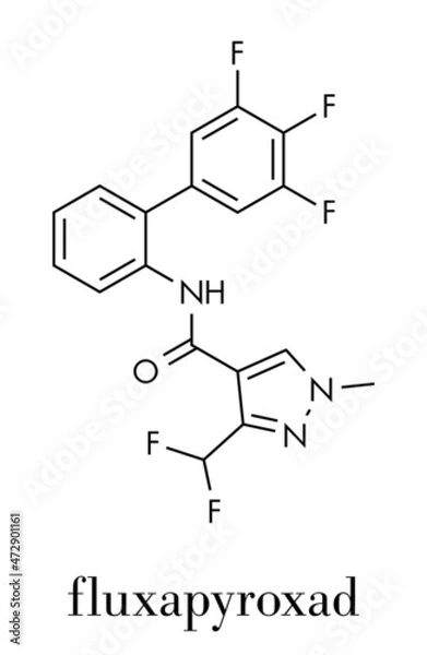 Fototapeta Fluxapyroxad fungicide molecule. Skeletal formula.