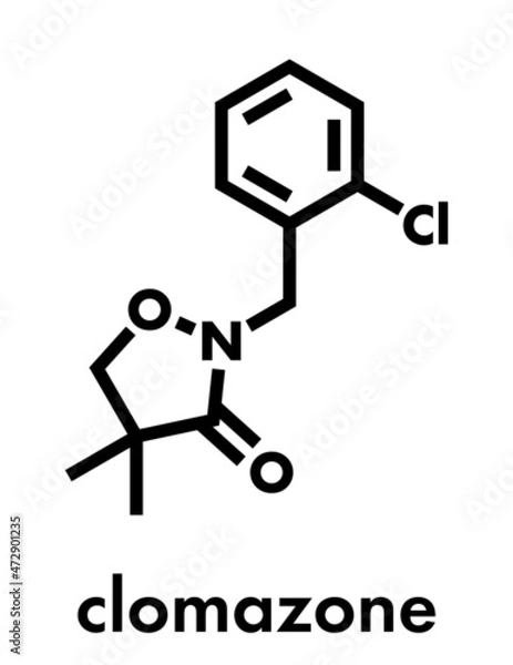 Obraz Clomazone herbicide molecule. Skeletal formula.