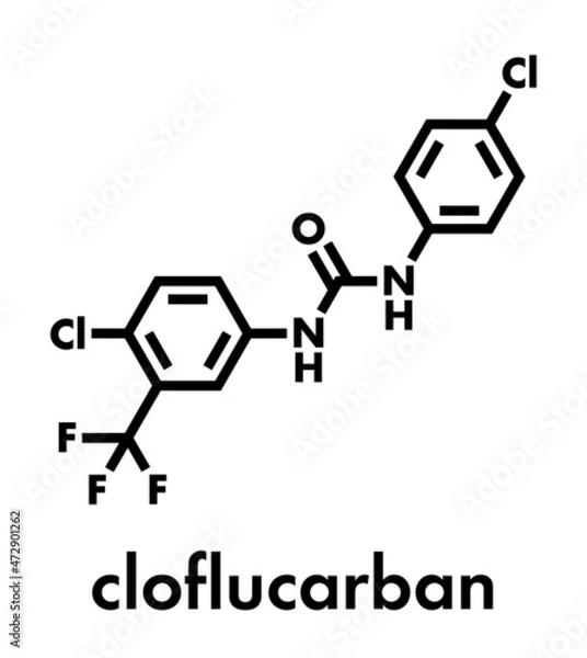 Fototapeta Cloflucarban disinfectant molecule. Skeletal formula.