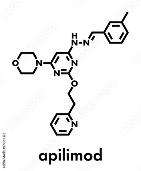 Fototapeta Apilimod drug molecule (PIKfyve inhibitor). Skeletal formula.