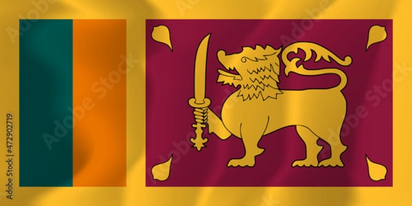 Fototapeta Sri Lanka national flag soft waving background illustration